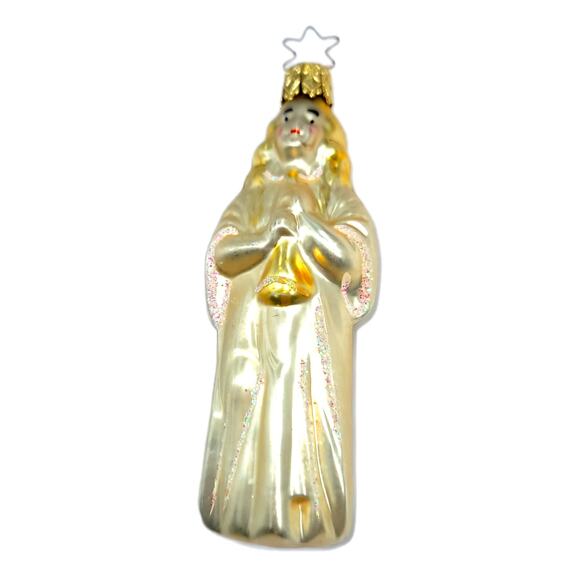 VTG Inge Glas Figural Blown Glass Christmas Ornament Angel w Trumpet - Picture 5 of 7